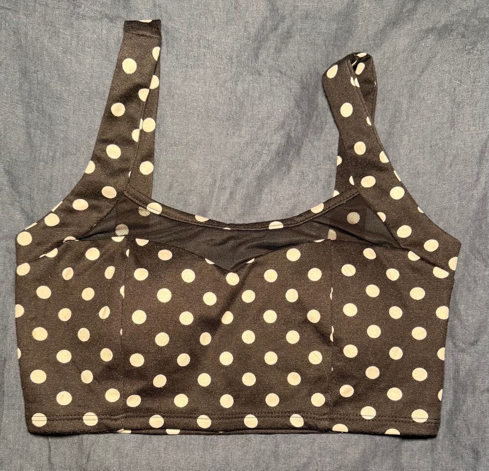 Black White Polka Dot Bralette Size Small